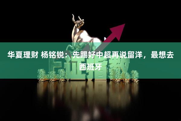 华夏理财 杨铭锐：先踢好中超再说留洋，最想去西班牙