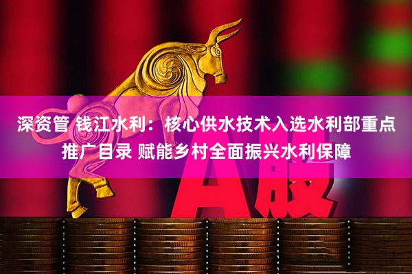 深资管 钱江水利：核心供水技术入选水利部重点推广目录 赋能乡村全面振兴水利保障