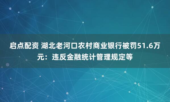 启点配资 湖北老河口农村商业银行被罚51.6万元：违反金融统计管理规定等
