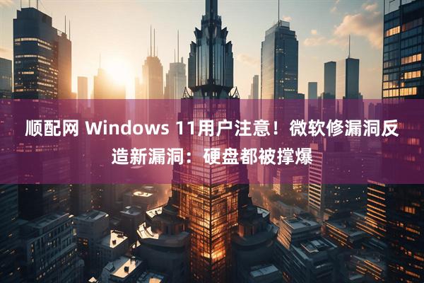 顺配网 Windows 11用户注意！微软修漏洞反造新漏洞：硬盘都被撑爆